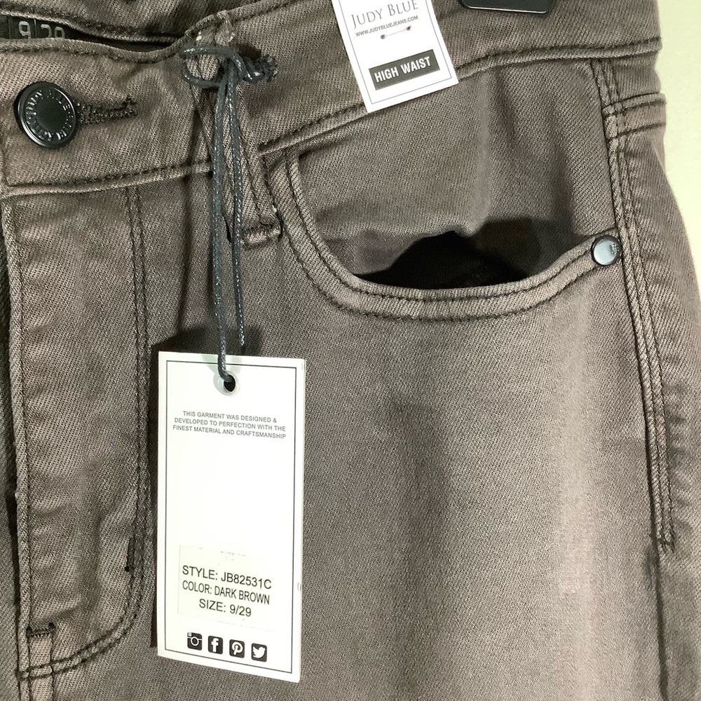 Judy Blue Dark Brown High Waist  Straight Fit Jeans - Picture 6 of 9